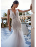 Beaded Ivory Lace Glitter Tulle Open Back Sexy Wedding Dress